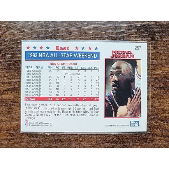 Michael Jordan 1992-1993 NBA Hoops #257 - Chicago Bulls - NBA All Star - Picture 2 of 2